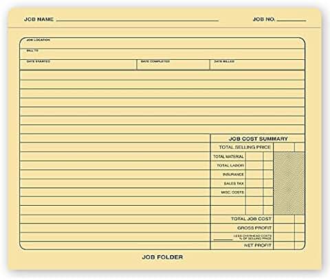 12x10 Job Folder with Preprinted Labels, 50 Open Top Folders