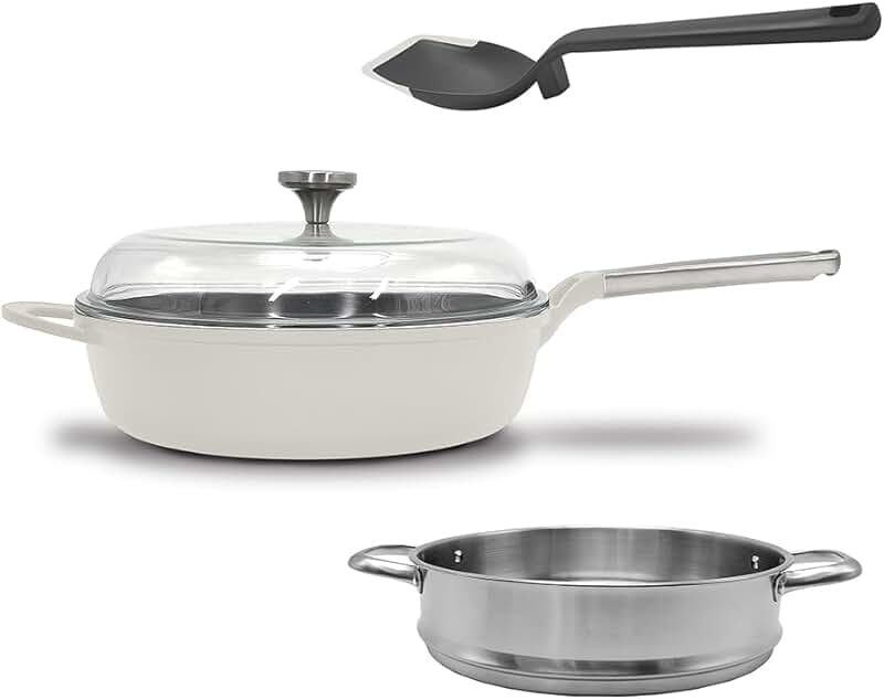 5 Quart Nonstick Ceramic All-in-One Pan with Lid and Accessories