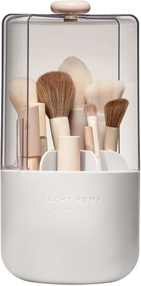 Rotating Makeup Brush Holder with Dustproof Lid