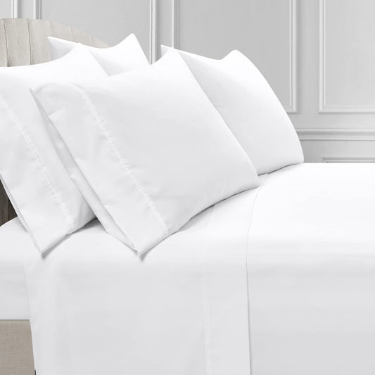 Farmhouse Milo Solid Silver-Infused 6 Piece Sheet Set, King, White
