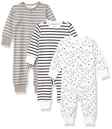 unisex baby Ultimate Flexy 3 Pack Sleep and Play Suits Layette Set, Grey Stripe, 0-6 Months US