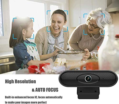 Webcam 1080P 30fps with Noise Reduction Mic, Quick Focus, USB PC Camera for Video Education, Conferencing, Recording, Streaming Gaming for Mac Windows PC