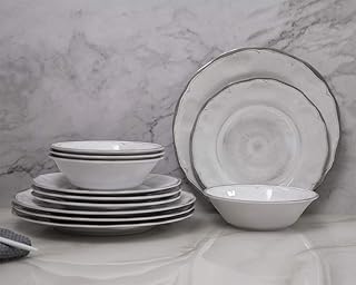 12-piece melamine dinnerware set with plates and bowls