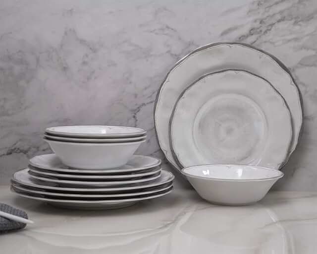 12-piece melamine dinnerware set with plates and bowls