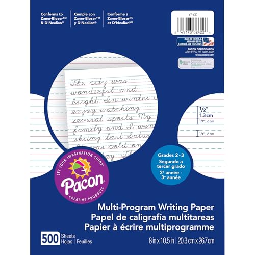 Handwriting Paper, 16 Lb, 1/2" Short Rule, 8x10.5, 500 sheets