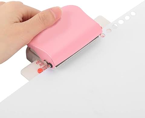 Pink 6-Hole Paper Punch for Crafts and Scrapbooking