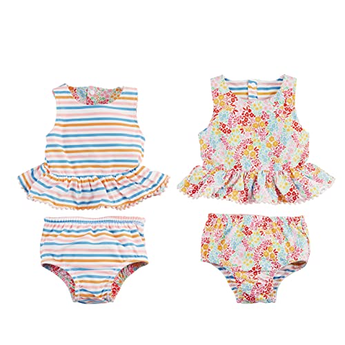 Girls Reversible Swimsuit & Headband Set, Floral/Stripe, 3-6 Months