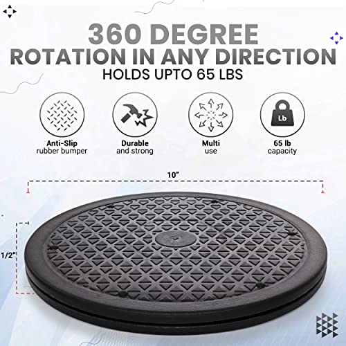 Lazy Susan Turntable Organizer, Non Skid Large Lazy Susan Turntable for Cabinet, Computer or Laptop, Plastic Turn Table, Black 12 in, 5 PC - by