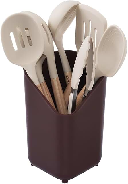 8-Piece Silicone Kitchen Utensil Set with Wooden Handles