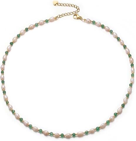 Dainty Pearl and Gemstone Necklace