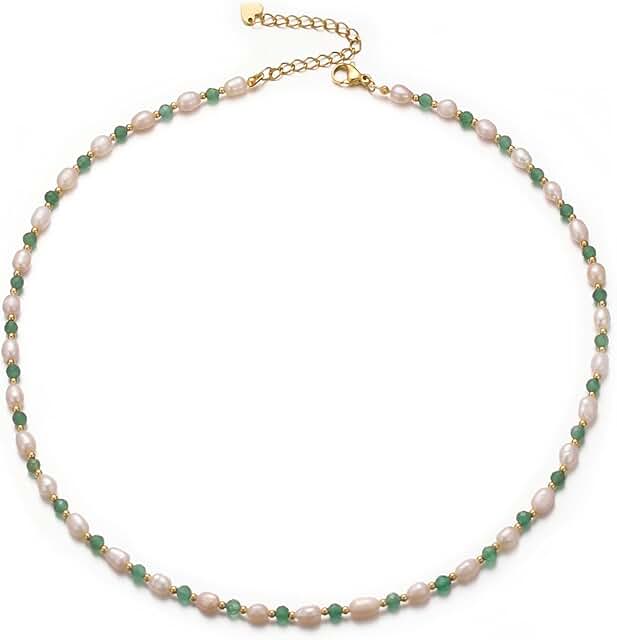 Dainty Pearl and Gemstone Necklace