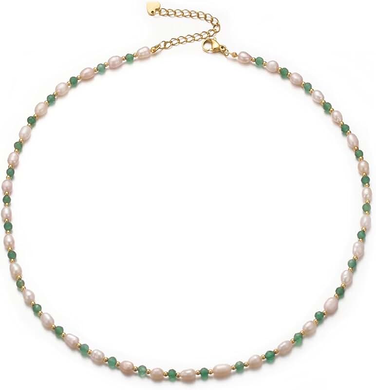 Dainty Pearl and Gemstone Necklace