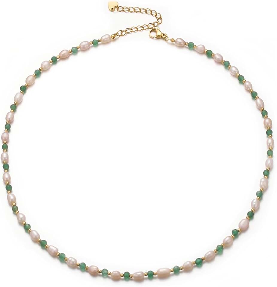 Dainty Pearl and Gemstone Necklace