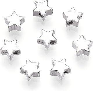 10 Pieces Star-Shaped Silver Beads for Jewelry Making