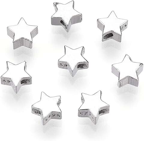 10 Pieces Star-Shaped Silver Beads for Jewelry Making