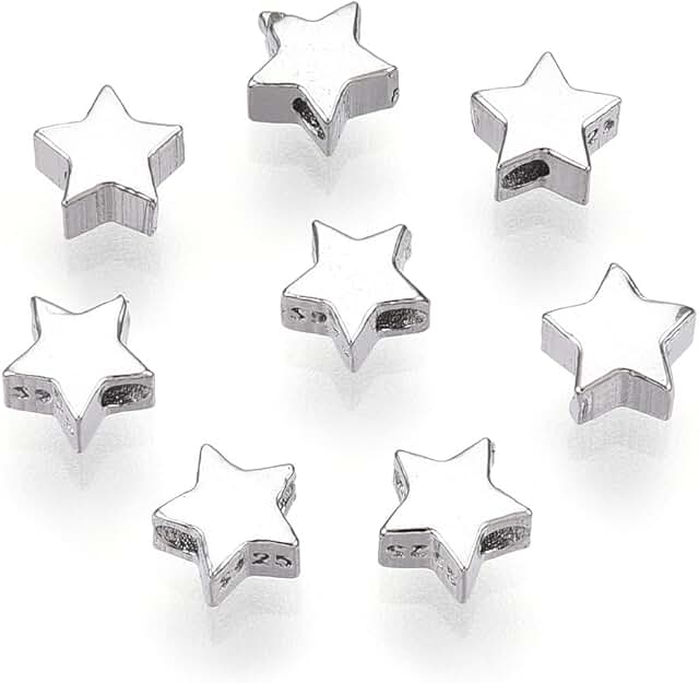 10 Pieces Star-Shaped Silver Beads for Jewelry Making