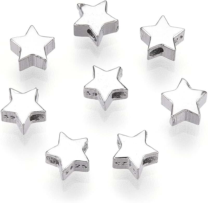 10 Pieces Star-Shaped Silver Beads for Jewelry Making