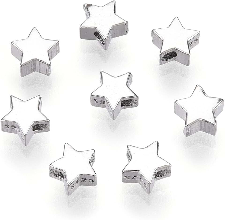 10 Pieces Star-Shaped Silver Beads for Jewelry Making