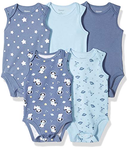 Ultimate Baby Flexy 5 Pack Sleeveless Bodysuits  Tanks , Sky, 12-18 Months