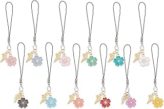 12 Enamel Sakura Phone Charms with Angel Wings