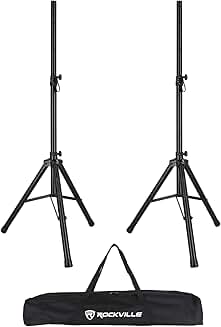 Pair of adjustable steel speaker stands, 35-60 inches