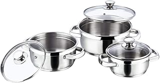 Stainless Steel Saucepot Set with Glass Lids