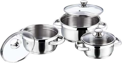Stainless Steel Saucepot Set with Glass Lids