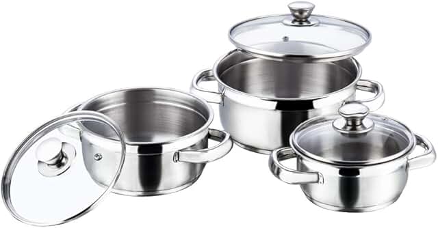 Stainless Steel Saucepot Set with Glass Lids