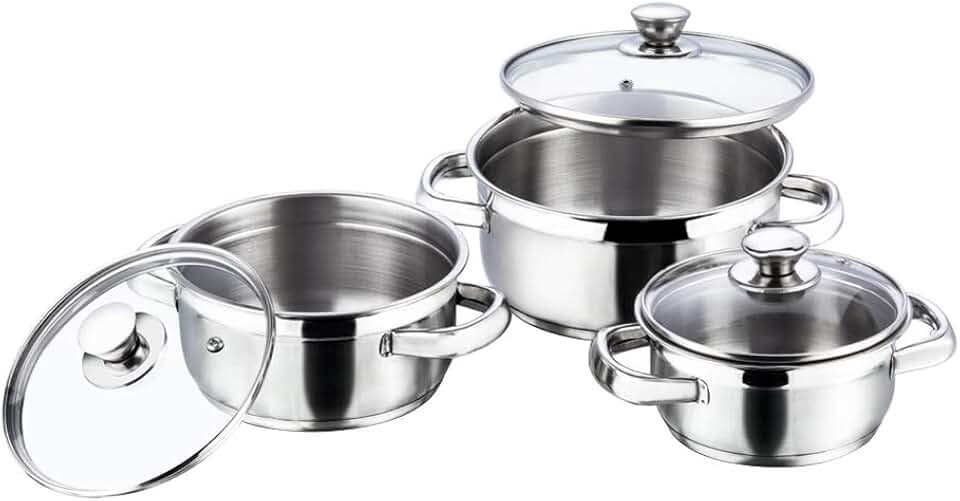 Stainless Steel Saucepot Set with Glass Lids