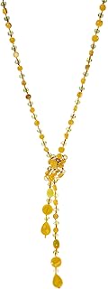 Long beaded knotted necklace with dangling teardrop crystals