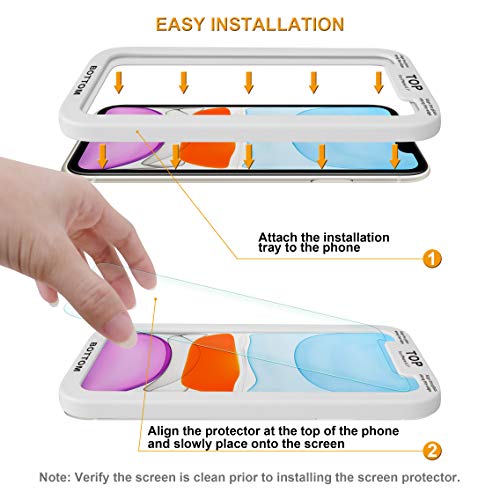 (2 Pack) Designed for iPhone 11 and iPhone XR (6.1 inch) Tempered Glass Screen Protector with (Easy Installation Tray) Anti Scratch, Bubble Free