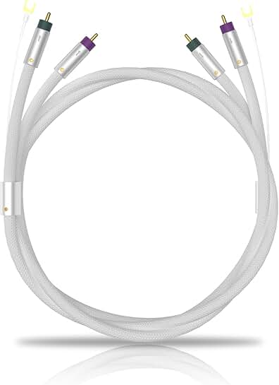 3ft Silver Shielded RCA Audio Cable for Turntables