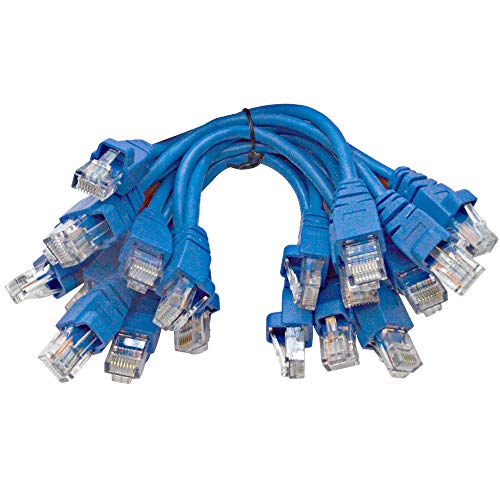 '- SAPT534-10 Pack of 6 inch CAT5e UTP Patch Cables - Blue RJ45 Ethernet 8 Wire Computer Network Cords