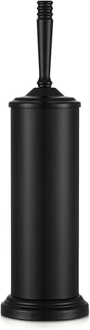Black stainless steel toilet brush with holder
