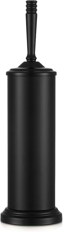 Black stainless steel toilet brush with holder