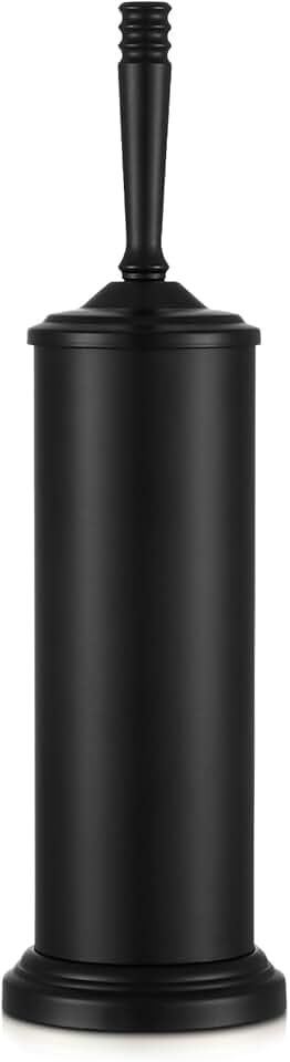 Black stainless steel toilet brush with holder