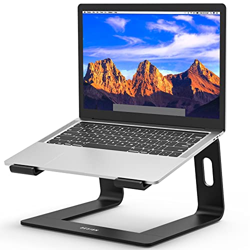 LS03 Aluminum Laptop Stand, Ergonomic Detachable Computer Stand, Riser Holder Notebook Stand Compatible with Air, Pro, Dell, HP, Lenovo More 10-15.6" Laptops, Black