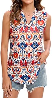 Women's V-Neck Loose Fit Flowy Sleeveless Tank Top