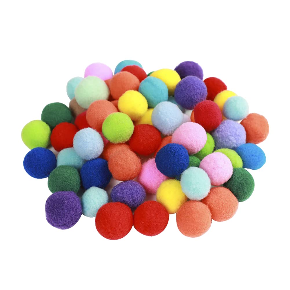 100 Multicolor 3cm Fuzzy Pom Poms