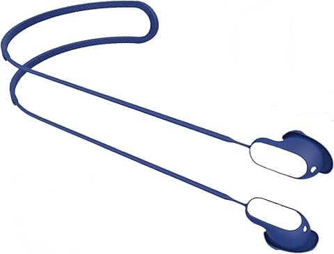 Soft silicone neck strap for earbuds, blue