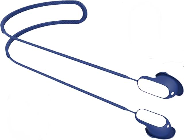 Soft silicone neck strap for earbuds, blue