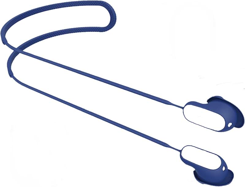 Soft silicone neck strap for earbuds, blue