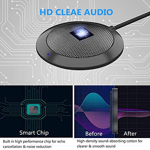 USB Computer Microphone, Portable Omnidirectional Condenser Boundary Laptop Conference Microphone for Recording, Video Meeting, Gaming, Skype, VoIP Calls with 36010ft Pickup Range