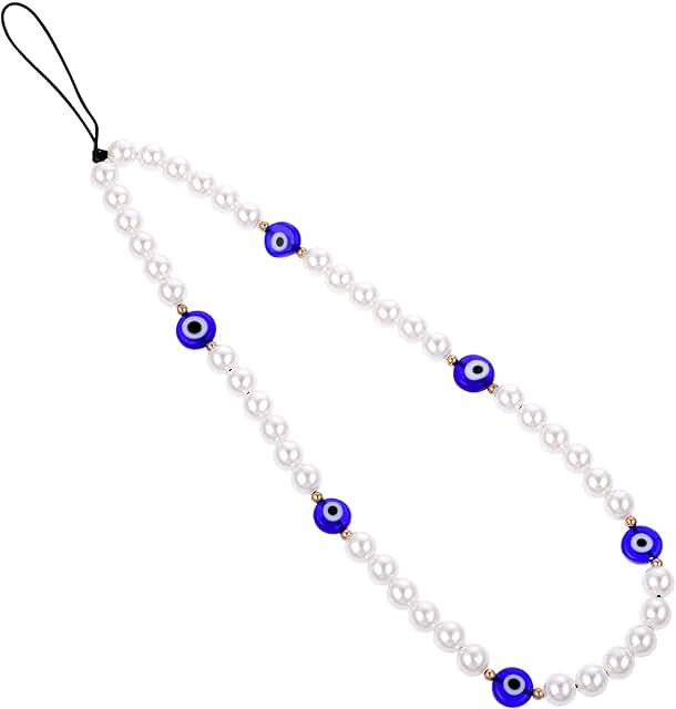 Beaded Evil Eye Phone Charm and Wrist Strap Set