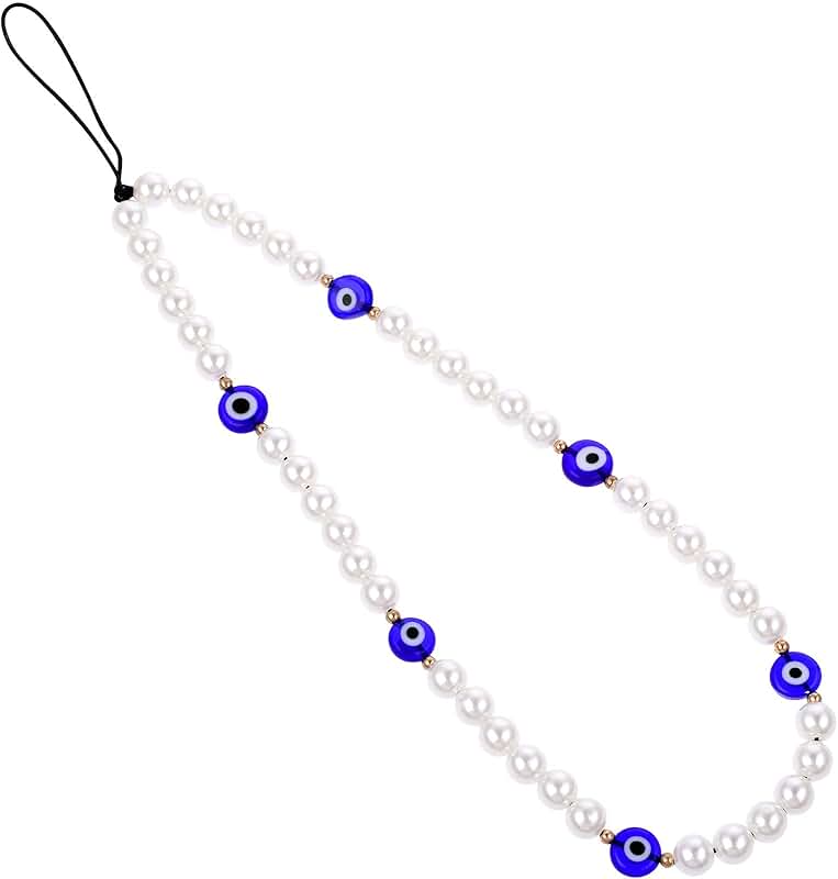 Beaded Evil Eye Phone Charm and Wrist Strap Set