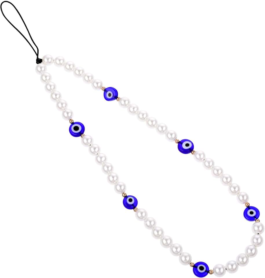 Beaded Evil Eye Phone Charm and Wrist Strap Set