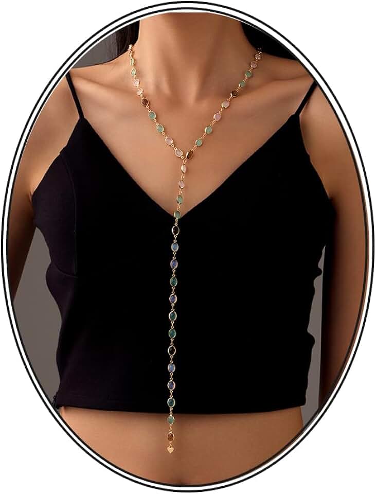 Elegant Green Beaded Lariat Necklace with Adjustable Length