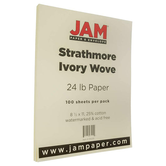 Ivory Wove Paper, 8.5 x 11, 24 lb, 100 Sheets