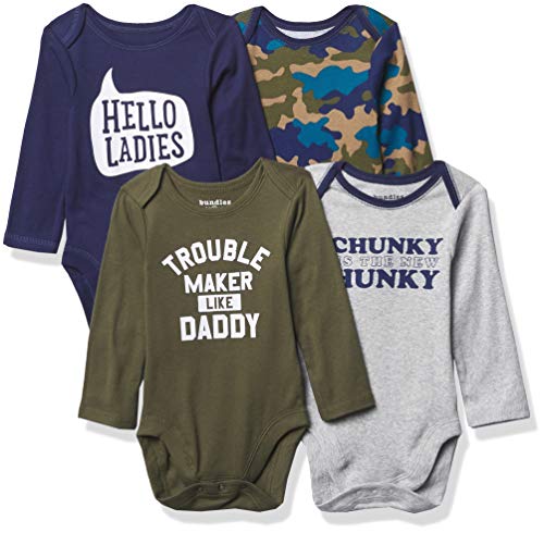 The Children s  Baby Boys  Trouble Maker Bodysuit 4-Pack, Oregano, 0-3 Months