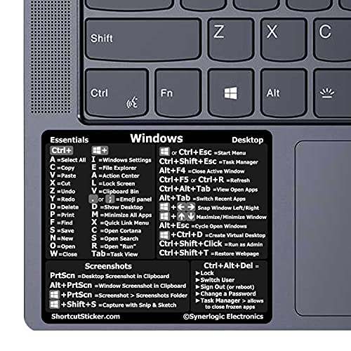 Large laminated Windows shortcut sticker for PC or laptop